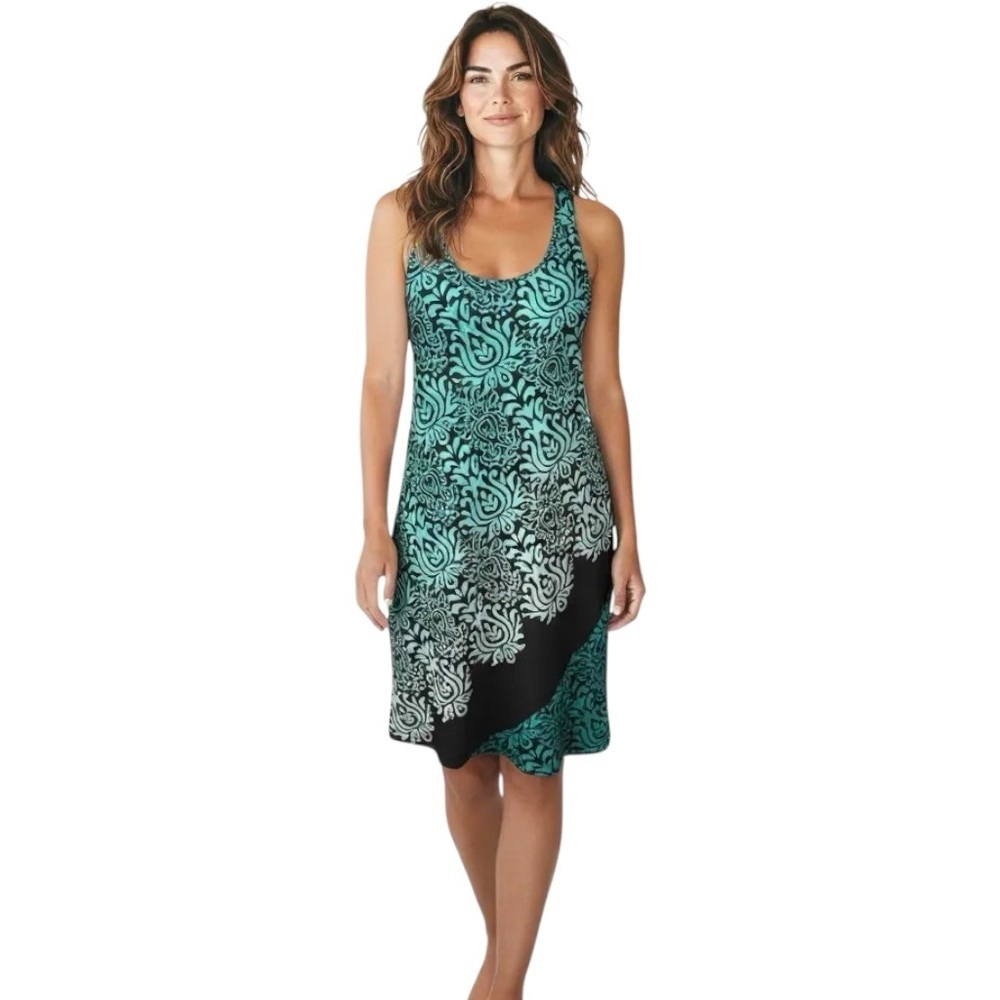 Apt. 9 Intimates Turquoise and Black Geometric Nightgown – Size M